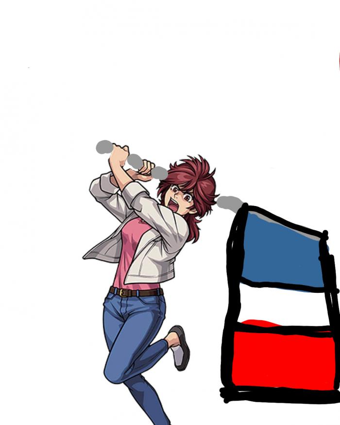 Laura qui tient le drapeau français