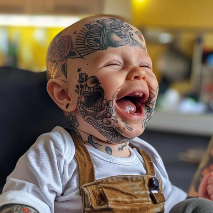 un bébé qui rigole