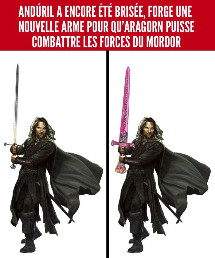 Aragorn avec une épée rose