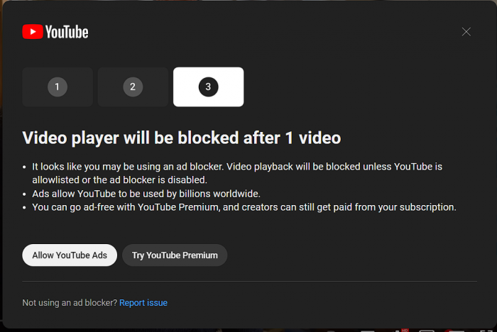 YouTube vidéo bloquée