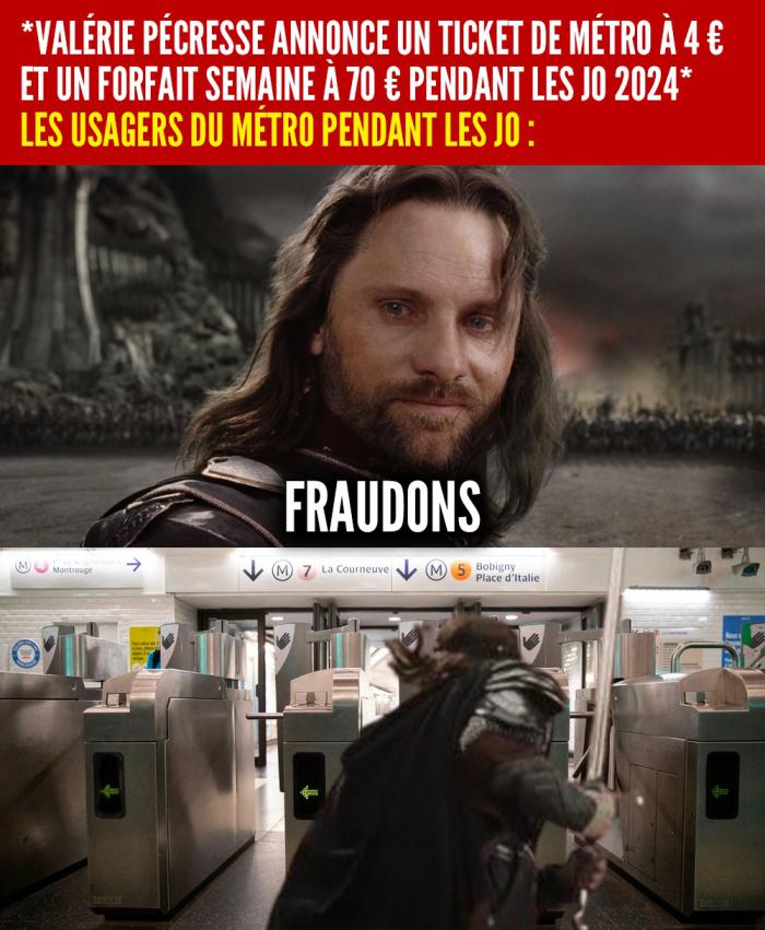Aragorn du Seigneur des Anneaux et blague sur le métro et les JO 2024