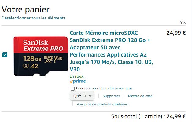 Super promo sur la carte mémoire microSD SanDisk Extreme PRO de