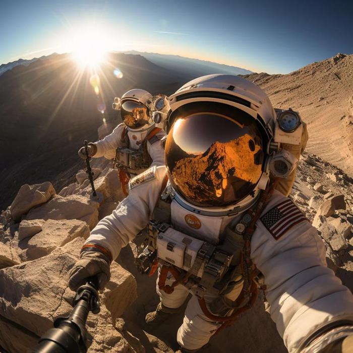 midjourney selfie astronautes