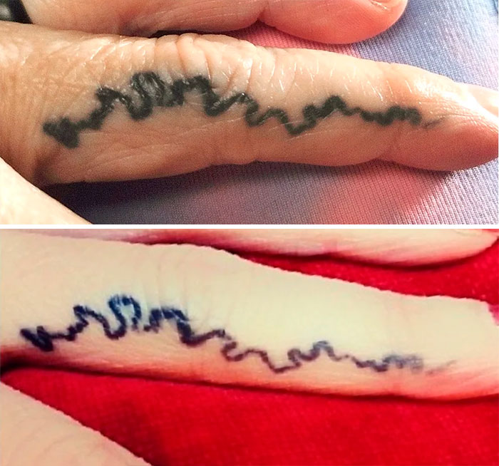 tatouages vieillissant sur le doigt