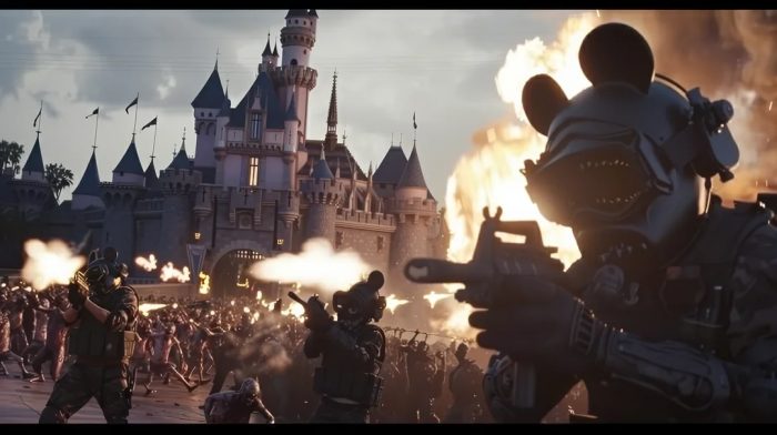 Explosion face à des zombies à Disneyland