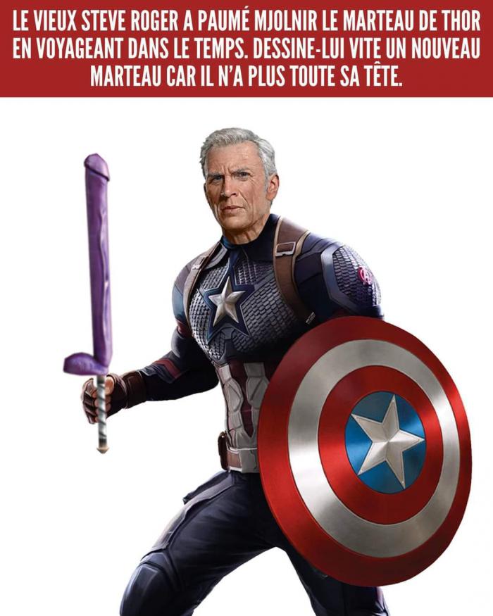 Captain America avec un jouet pour adulte