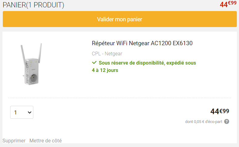 NETGEAR Répéteur WiFi (EX6130), Amplificateur WiFi AC1200, WiFi