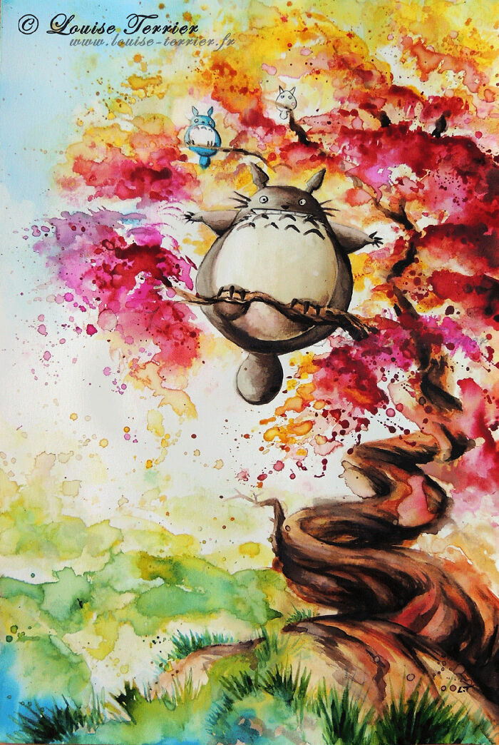 Aquarelle inspirée du Studio Ghibli Mon Voisi Totoro 3