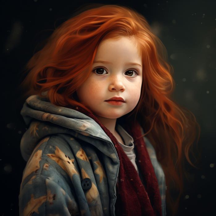 Ginny Weasley recréée en version bébé par une IA.