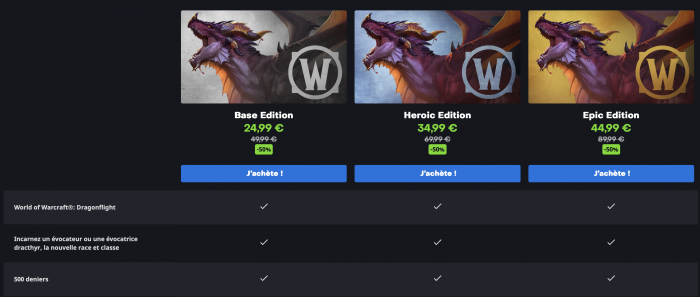 Comparatif des versions de Dragonflight pour World of Warcraft