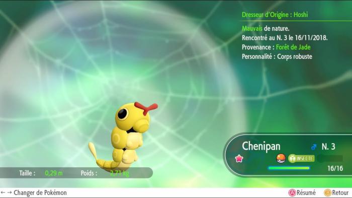 Chenipan Shiny dans Pokémon