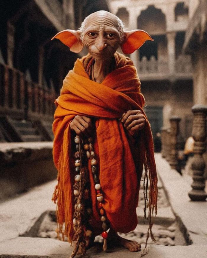 Dobby avec une tenue indienne