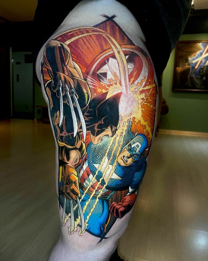 tatouage marvel combat captain