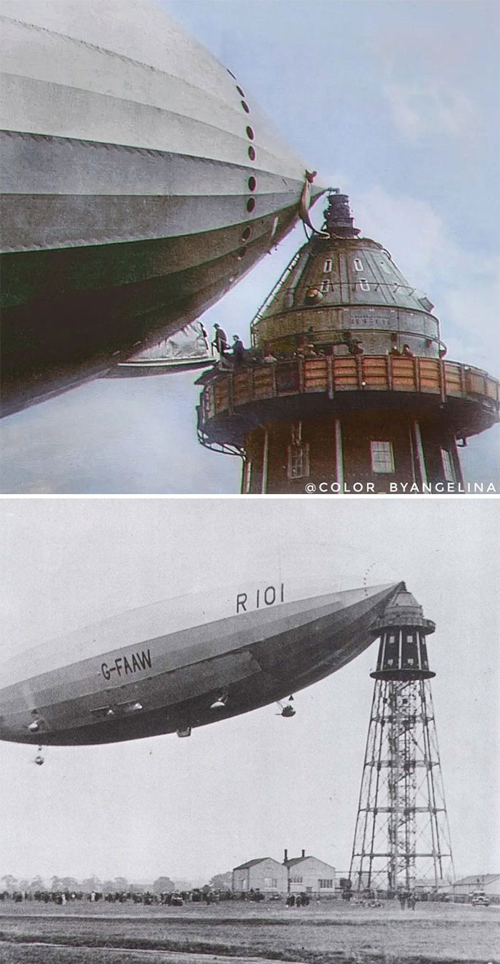 boarding an airship in 1930