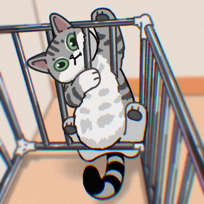 un chat qui grimpe version cartoon