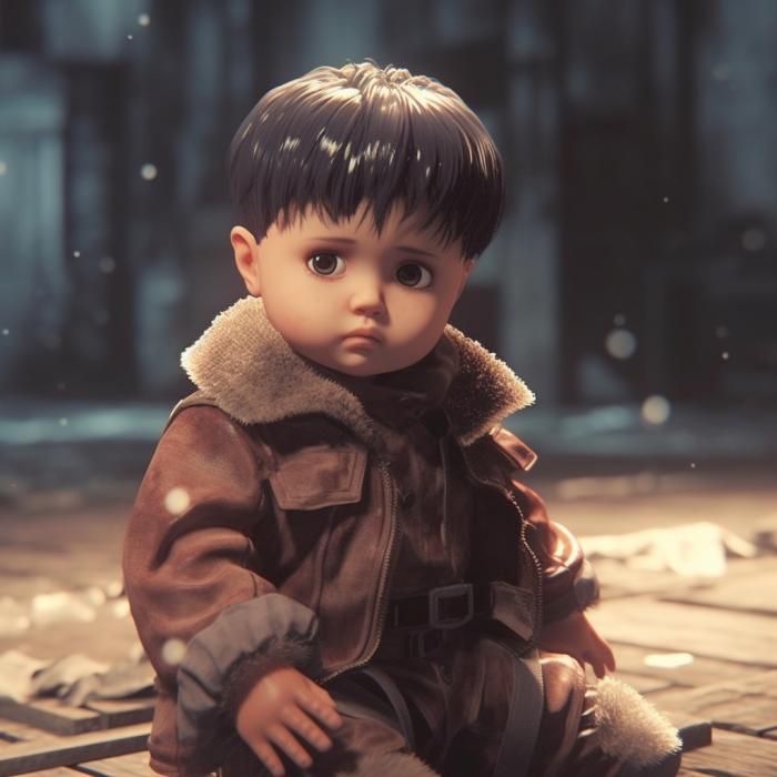 Bertolt Hoover recreated as a baby by an AI.