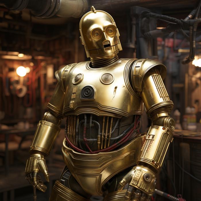 C-3PO recréé en version obèse par une IA.