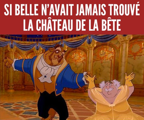 Montage Photoshop de Maurice et la Bête du film Disney La Belle et la Bête