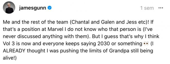 Réponse de James Gunn sur Threads