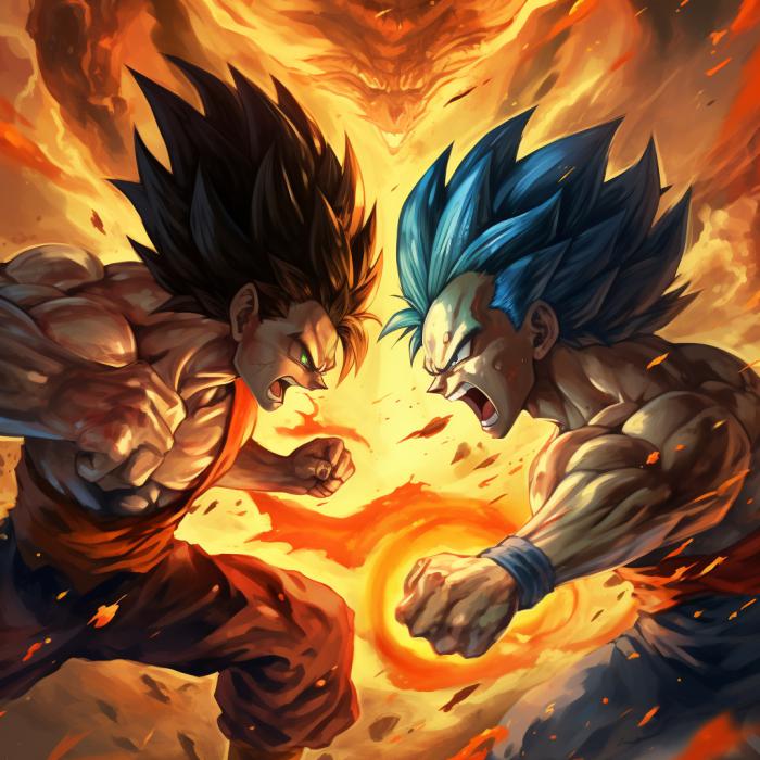 Un combat de Goku et Vegeta généré par une IA.