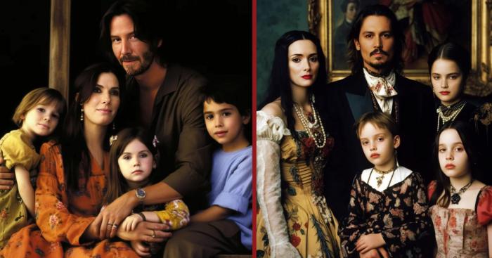 Portraits de familles de célébrités séparées