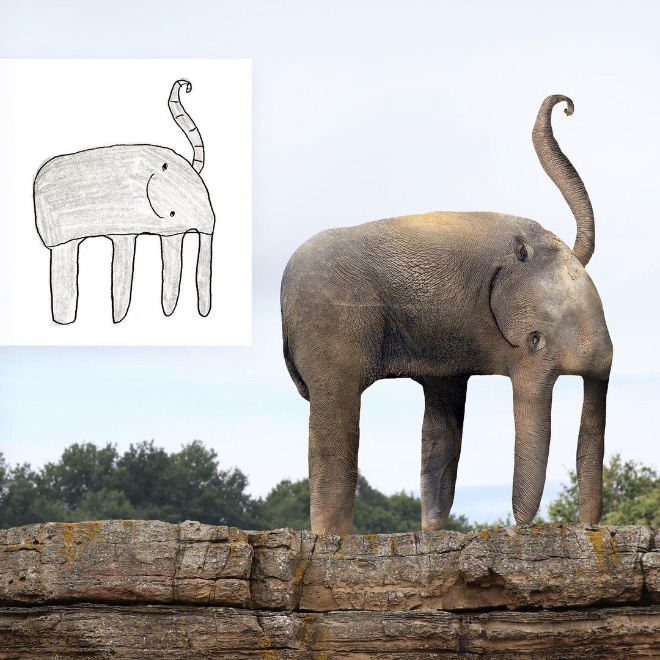un éléphant avec la trompe en l