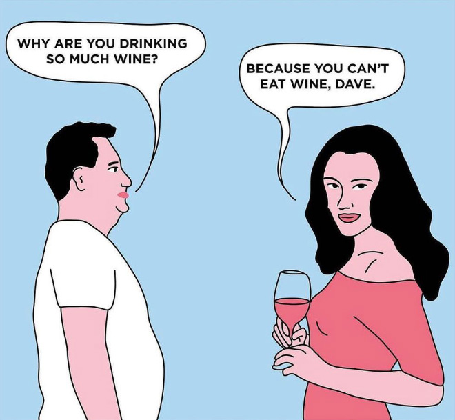 un homme qui parle à une femme avec du vin