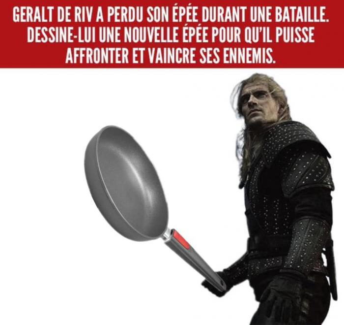 Geralt qui tient une poê