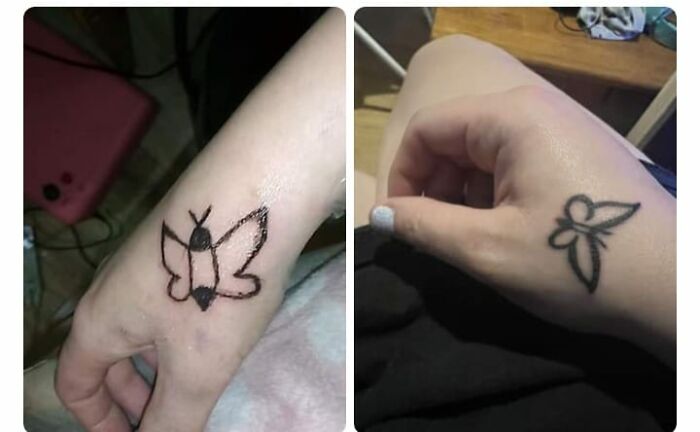 tatouage raté papillon