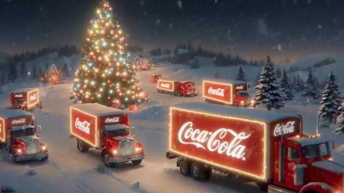 Camions Coca cola dans la pub de Noel 2024