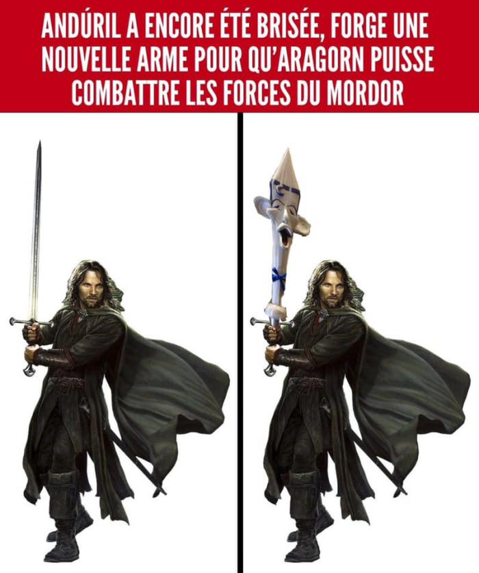 Aragorn avec une épée bizarre