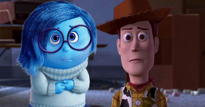 Tristesse de Vice-Versa et Woody le cowboy de Toy Story