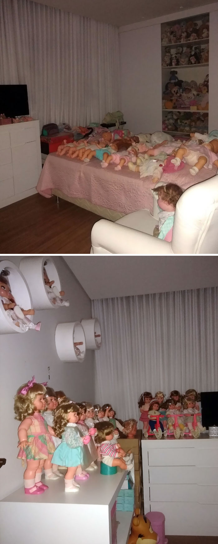 une chambre remplie de poupée 