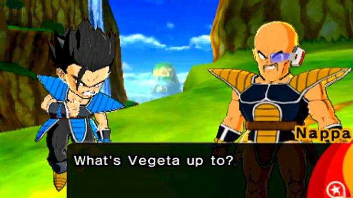 dragon ball fusion Nappa looking for Vegeta