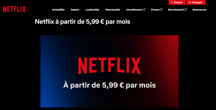 netflix abonnement publicités