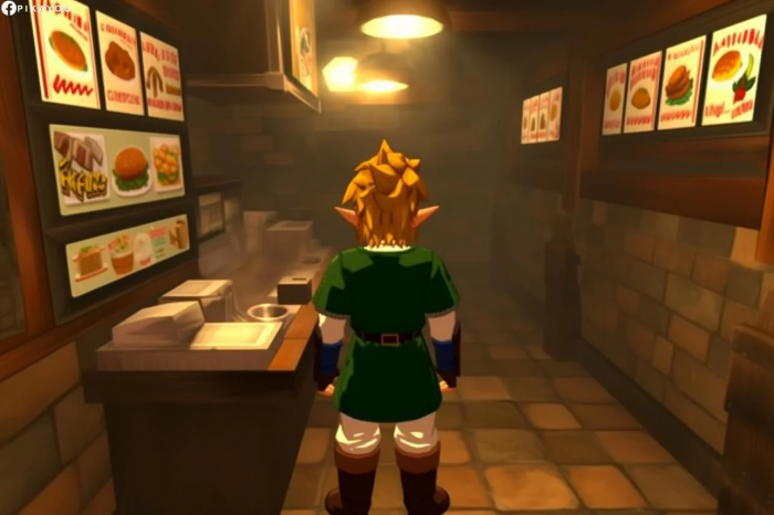 Link devant le comptoir du KFC