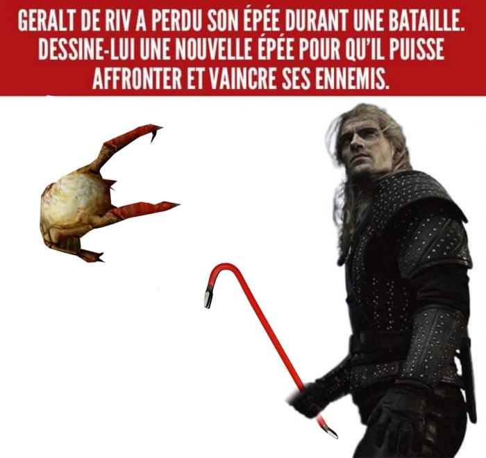 Geralt qui tient un pied de biche