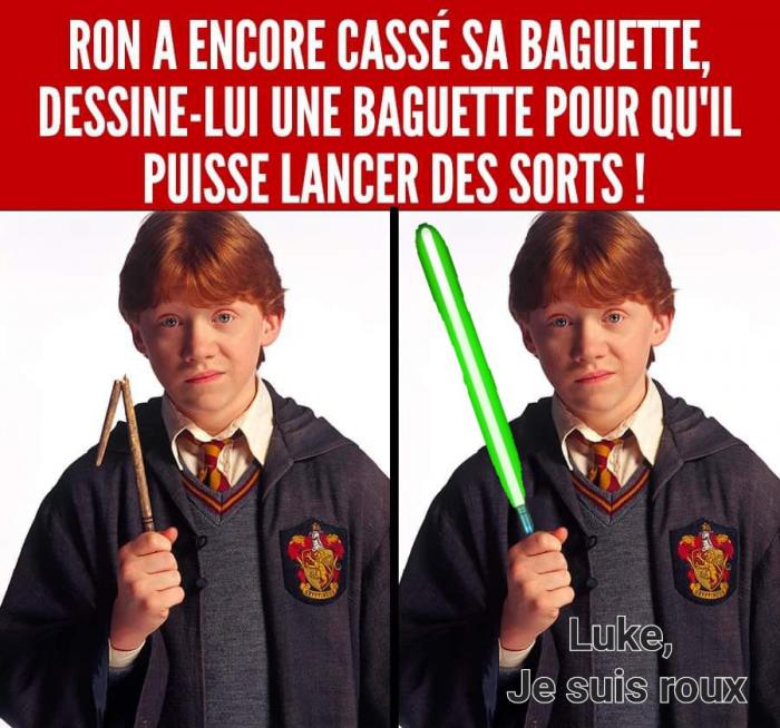 Ron Weasley avec un sabre laser