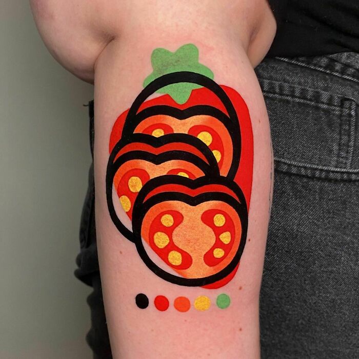 tatouage de tomates en dessin