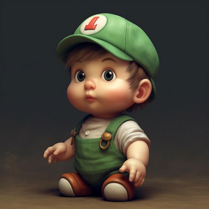 Baby Luigi recréé en version réaliste par une IA.