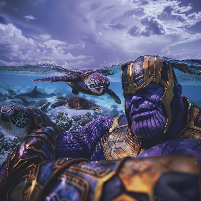 Thanos en train de faire de la plongée