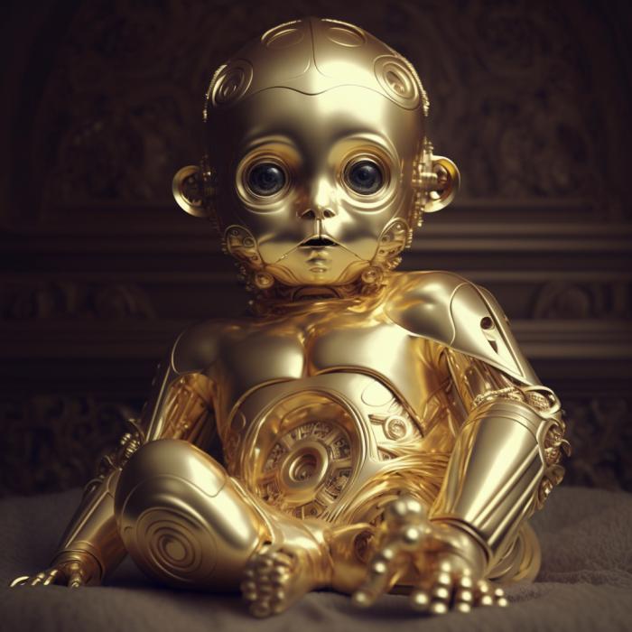 C-3PO de Star Wars recréé en version bébé par une IA.