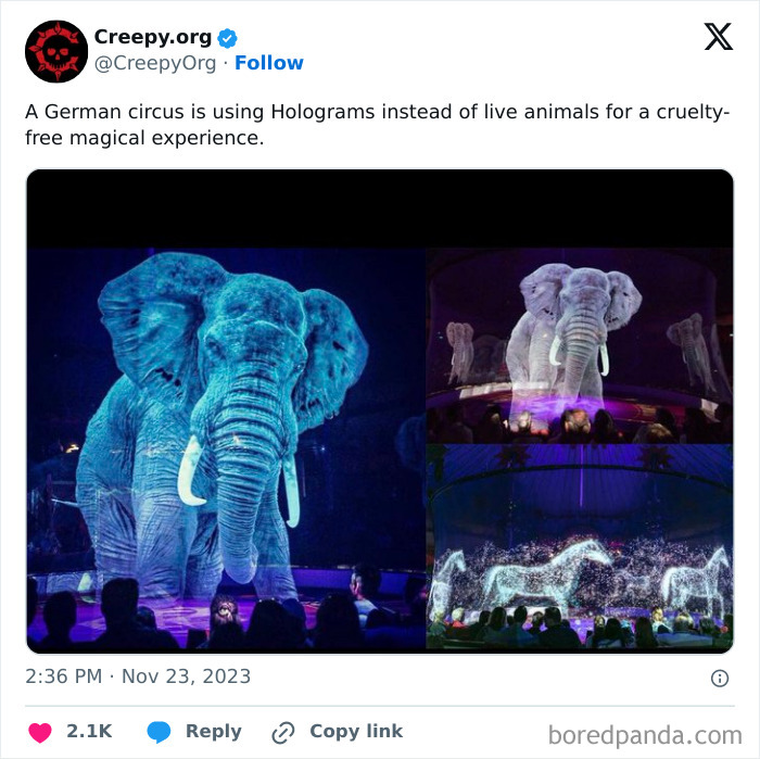 hologrammes animaux cirque 