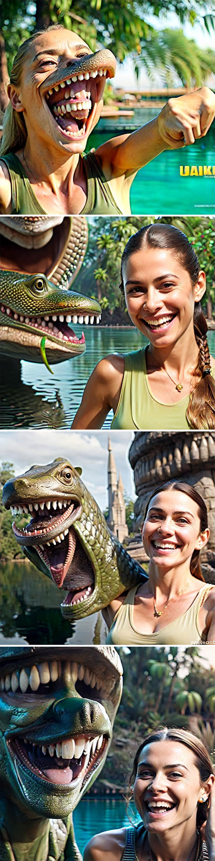 femme et crocodile générée par ia