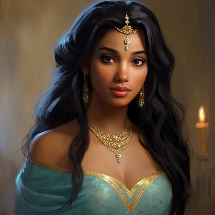 Jasmine, princesse Disney, recréée en version réaliste par une IA.
