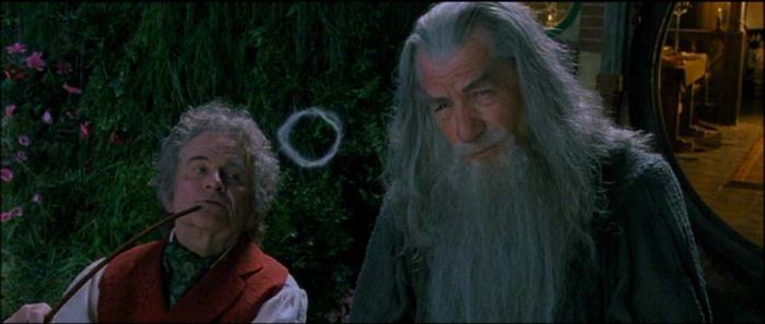 Bilbo smoke with Gandalf