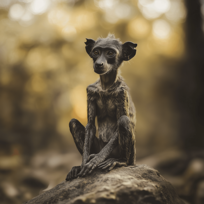 Le chien avec le singe-araignée