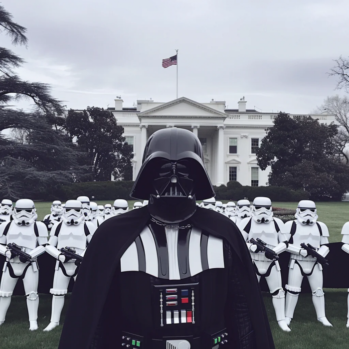 Dark Vador devant la Maison Blanche