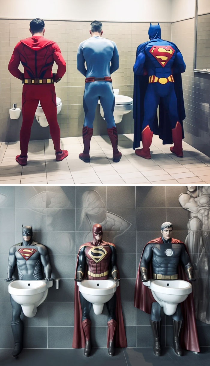 des super héros urinoir