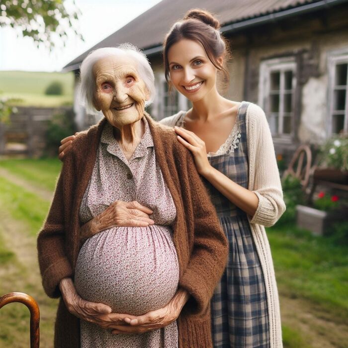 une grand mère enceinte